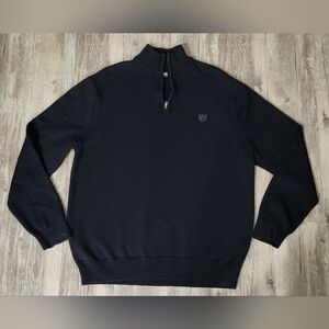Mens Chaps Mock neck 1/4 quarter Zip pullover Knit Sweater Black size Large